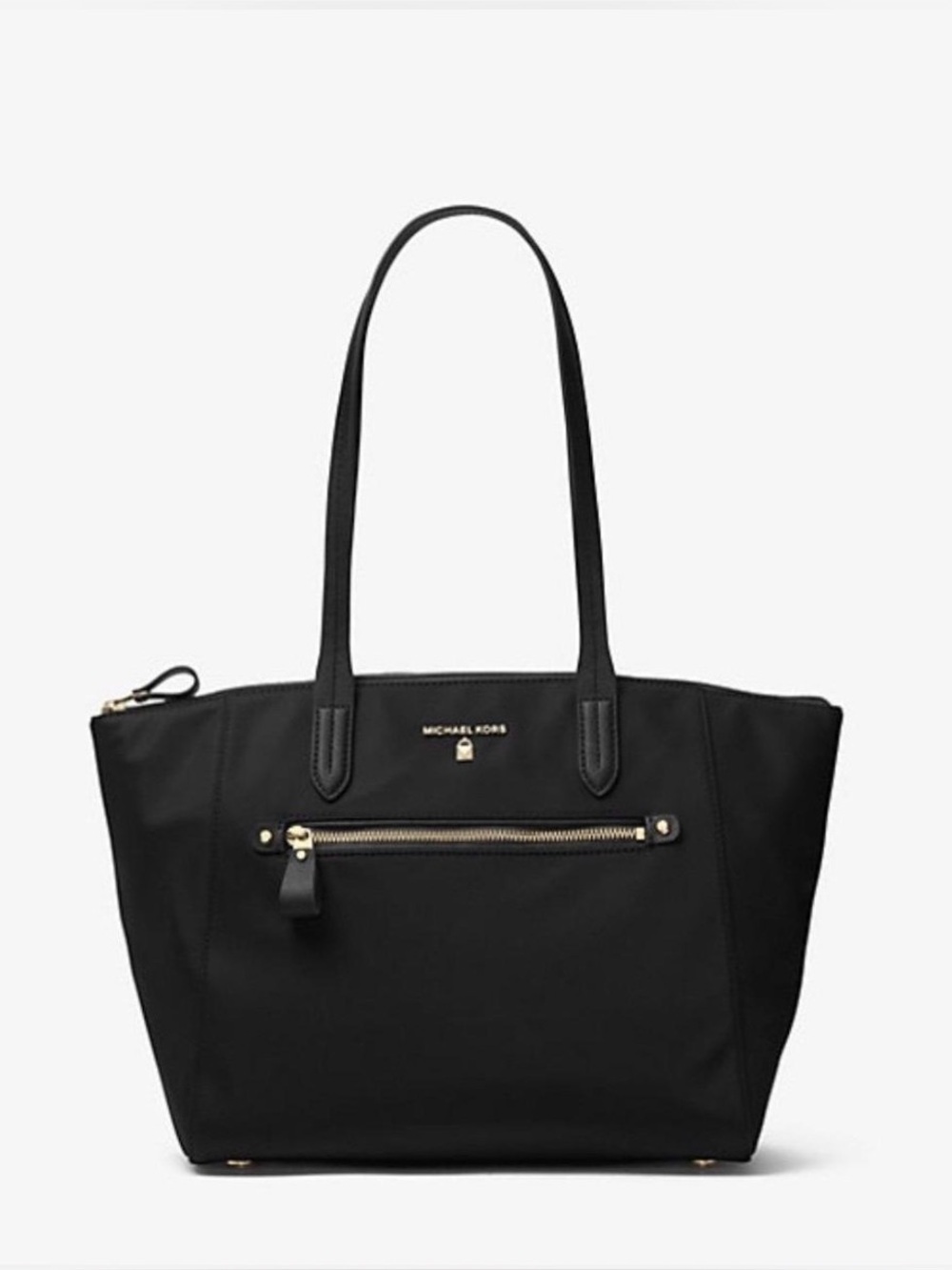 MICHAEL Michael Kors Nylon Black Tote with silver Hardware